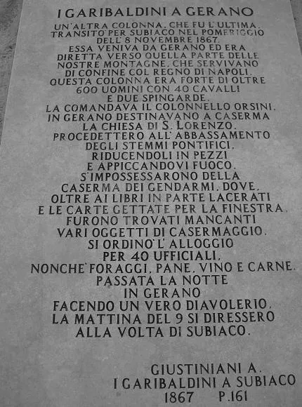 Lapide in memoria di Garibaldi